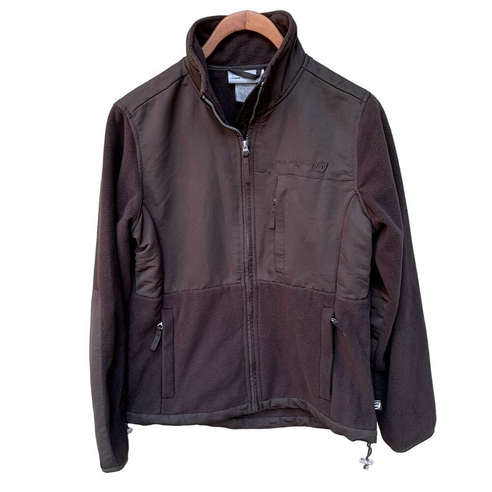 Free Country small chocolate brown full zip fleece jacket EUC